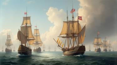 Een historisch oppervlak van de zeeslag bij Trafalgar