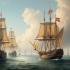 Een historisch oppervlak van de zeeslag bij Trafalgar