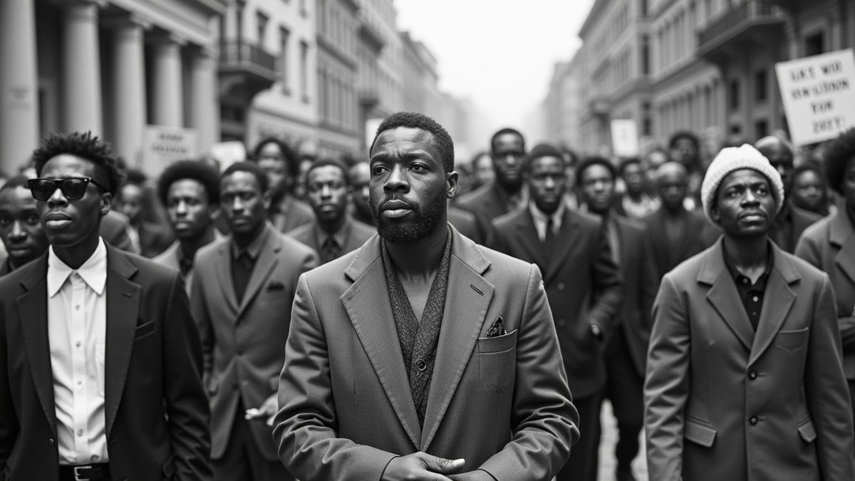 Een historische afbeelding van de viering van Malcolm X Dag.