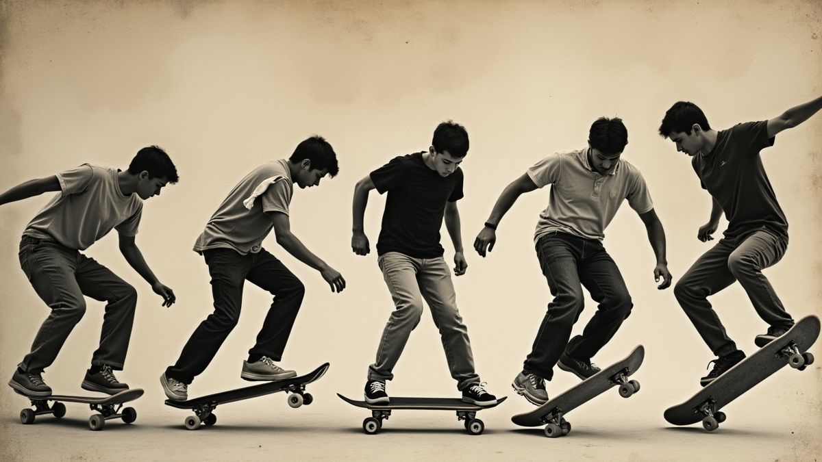Een historische collage van skateboarden door de jaren heen
