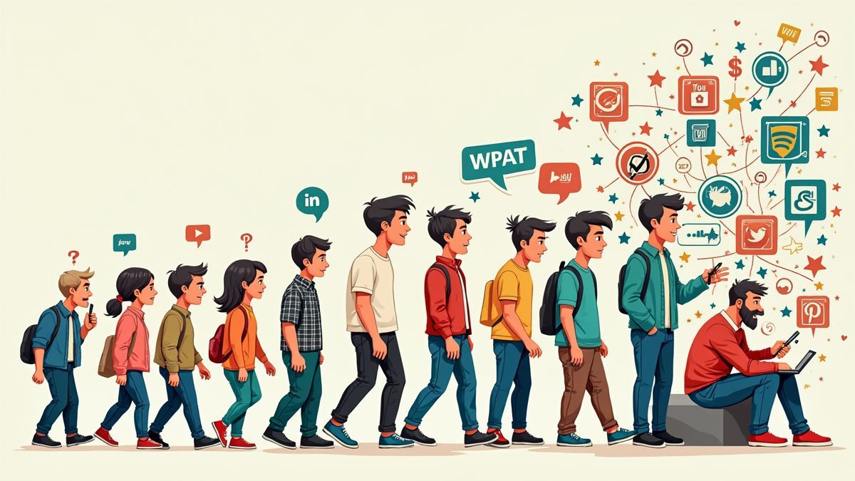 Een illustratie die de evolutie van het woord 'geek' door de geschiedenis laat zien.