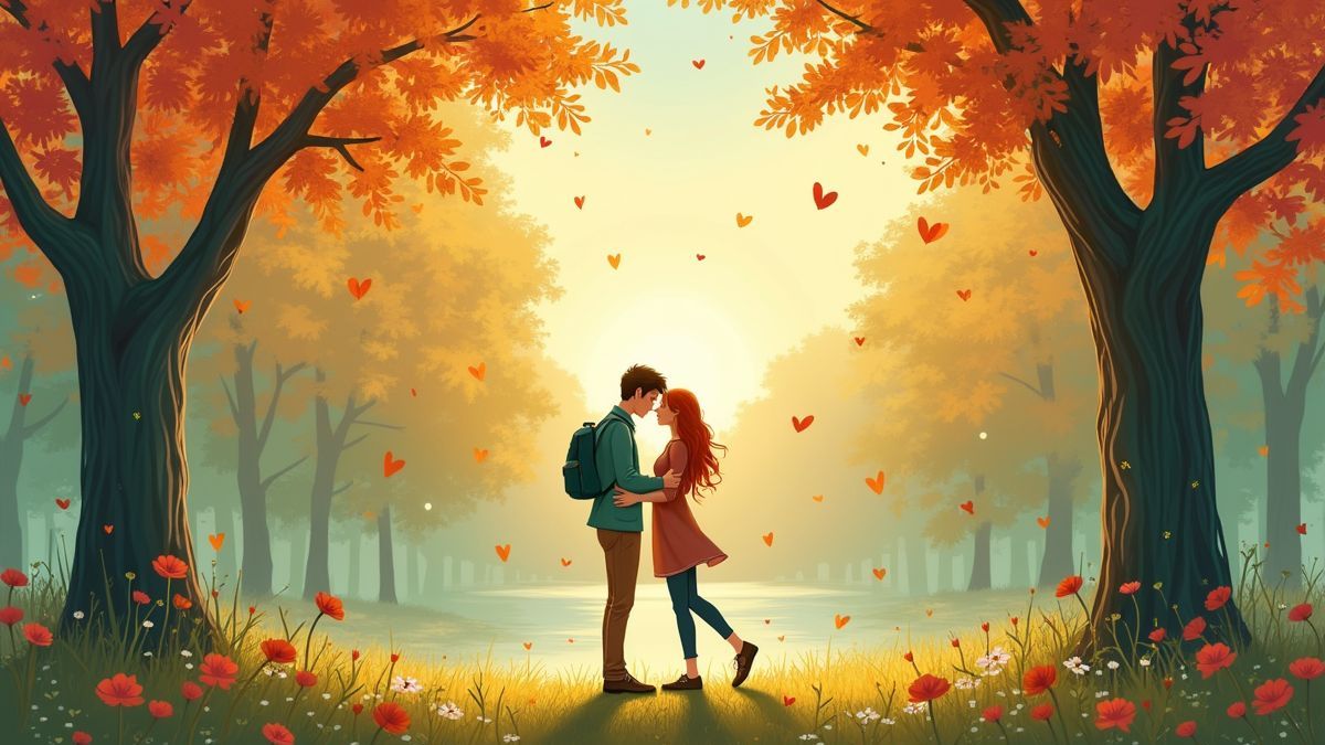 Een illustratie van jonge liefde in een pittoresk Belgisch park