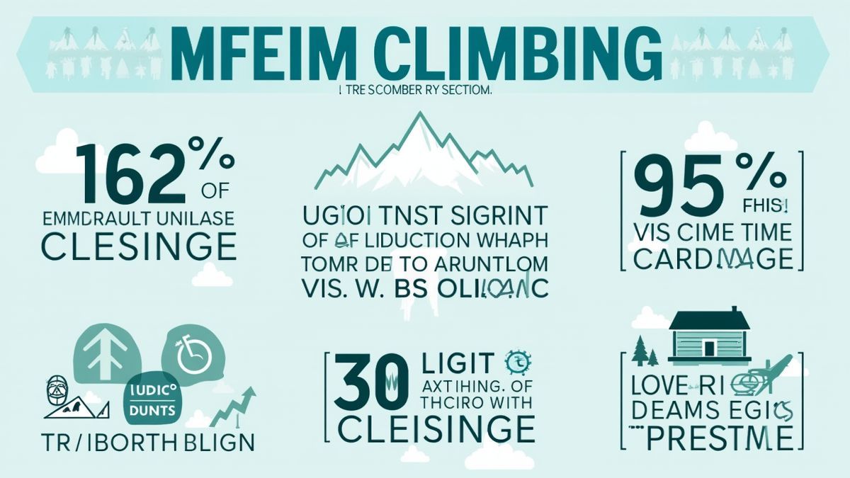Een infographic die feiten en statistieken over bergbeklimmen toont.
