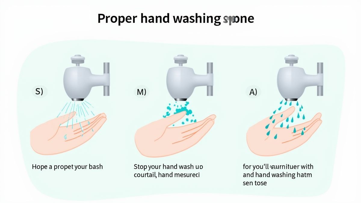 Een infographic met de stappen van het juiste handen wassen