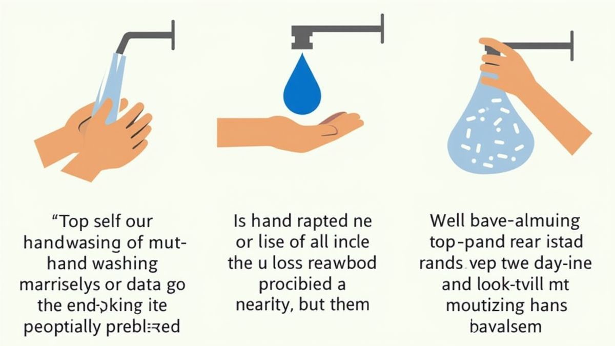 Een infographic met de stappen van het juiste handen wassen.