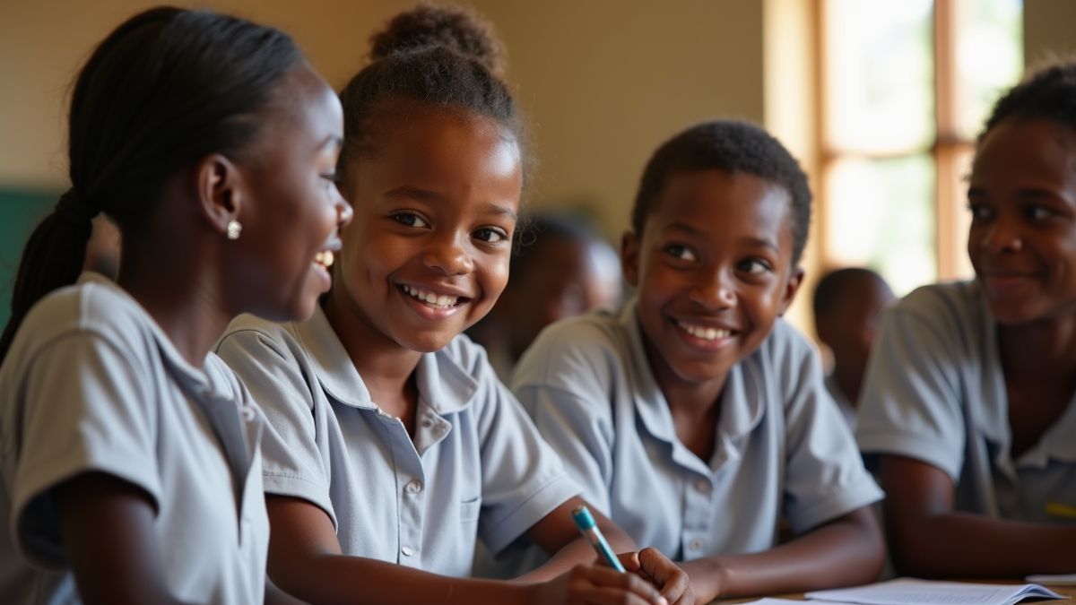 Een klaslokaal waar studenten Kiswahili leren.