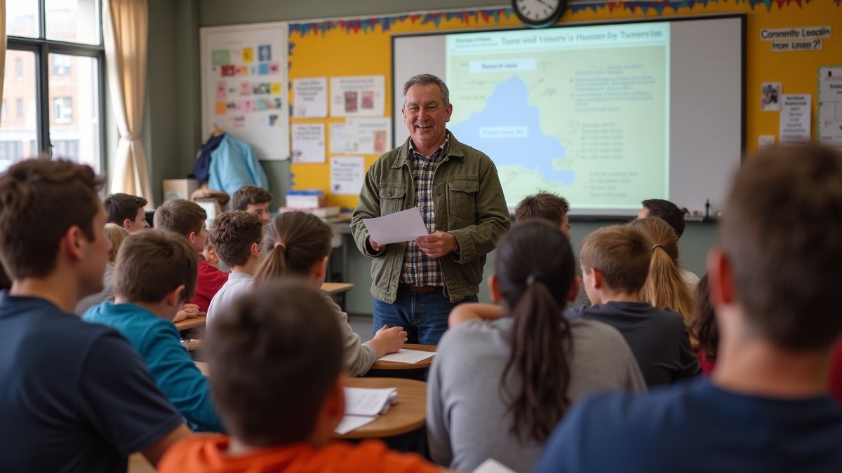 Een klaslokaal waar studenten leren over veteranen