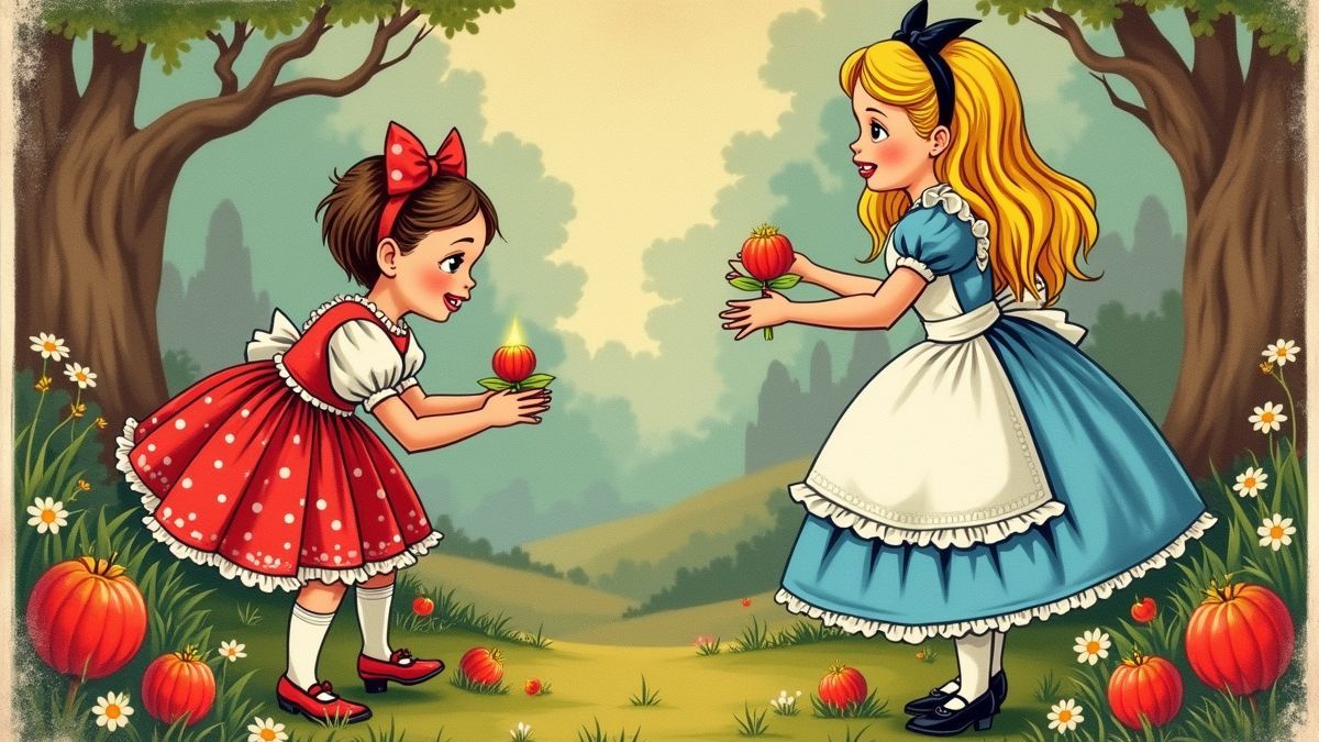 Een klassieke vintage illustratie van Alice in Wonderland.