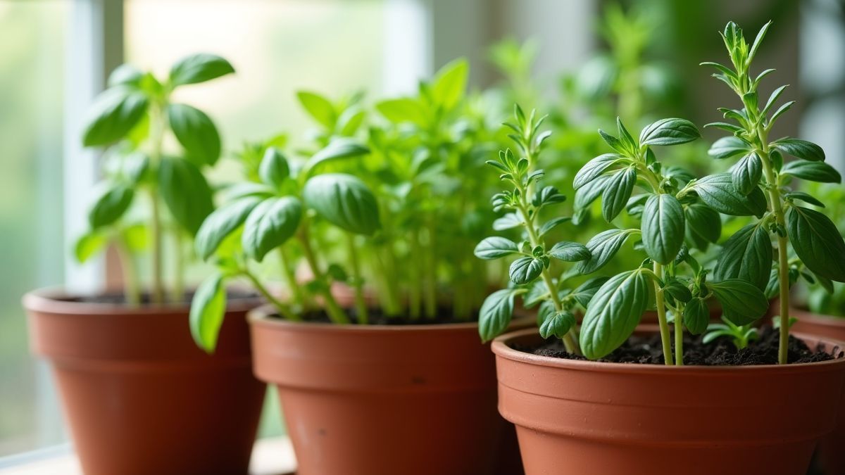 Een kleine kruiden tuin binnen