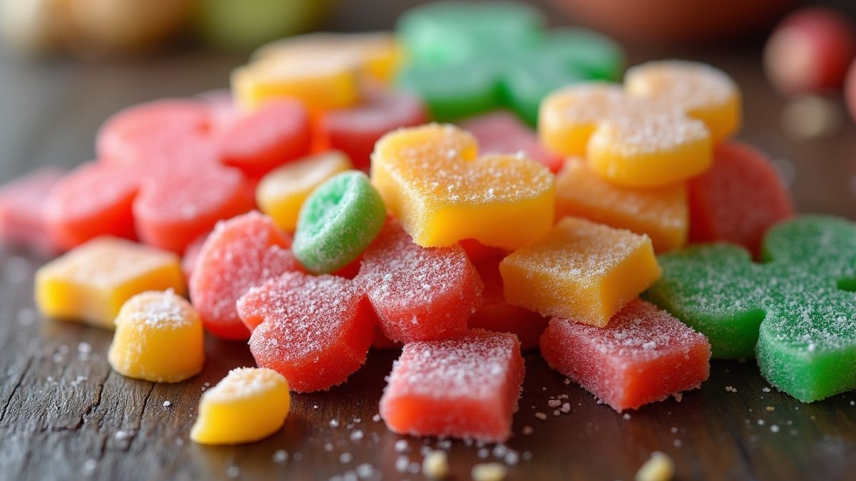 Een kleurrijk assortiment van zelfgemaakte snoepjes op een tafel