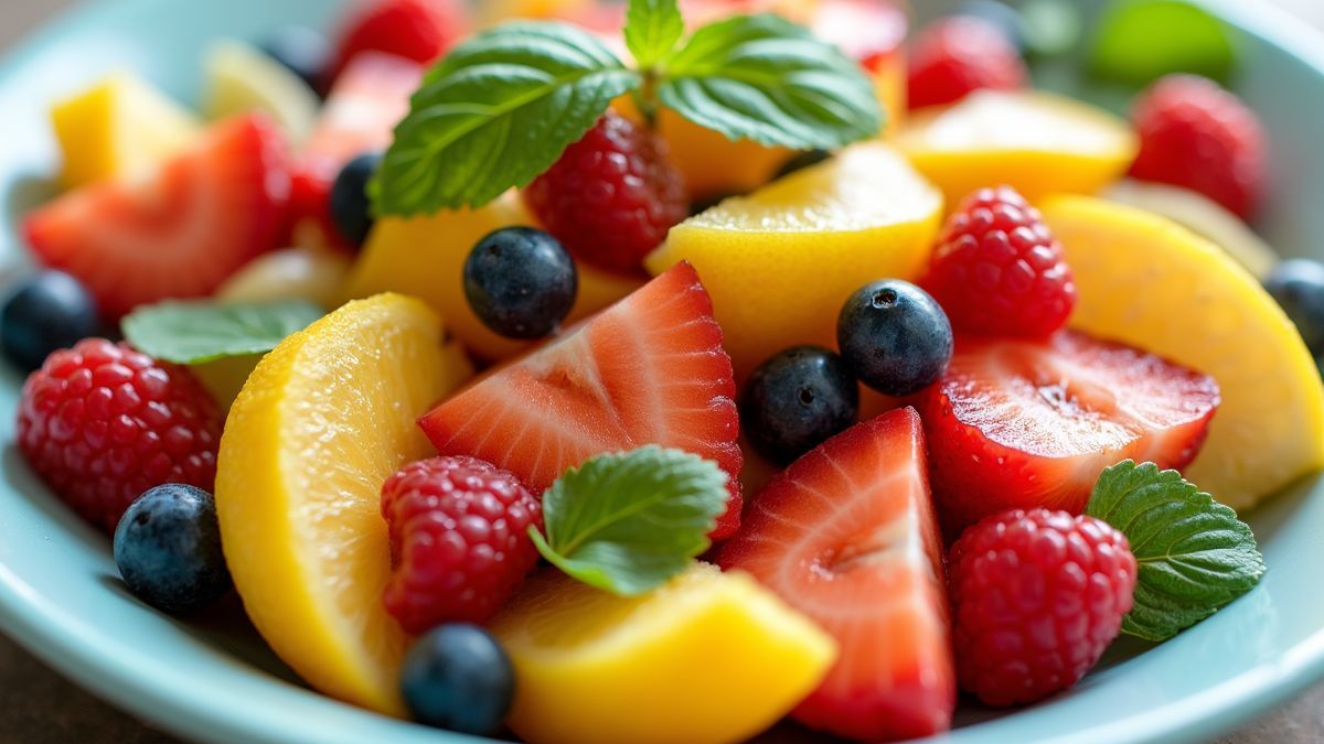 Een kleurrijke fruitsalade met verfrissende ingrediënten