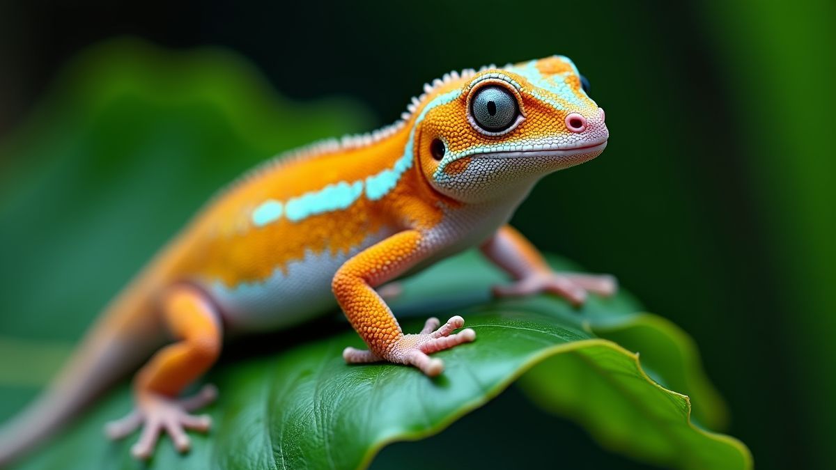 Een kleurrijke gekko op een blad