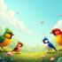 Een kleurrijke groep vogels in een natuurlijke omgeving