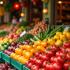 Een kleurrijke markt vol vers fruit en groenten