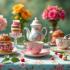 Een kleurrijke theeparty geïnspireerd door Alice in Wonderland, met hoeden en lekkernijen