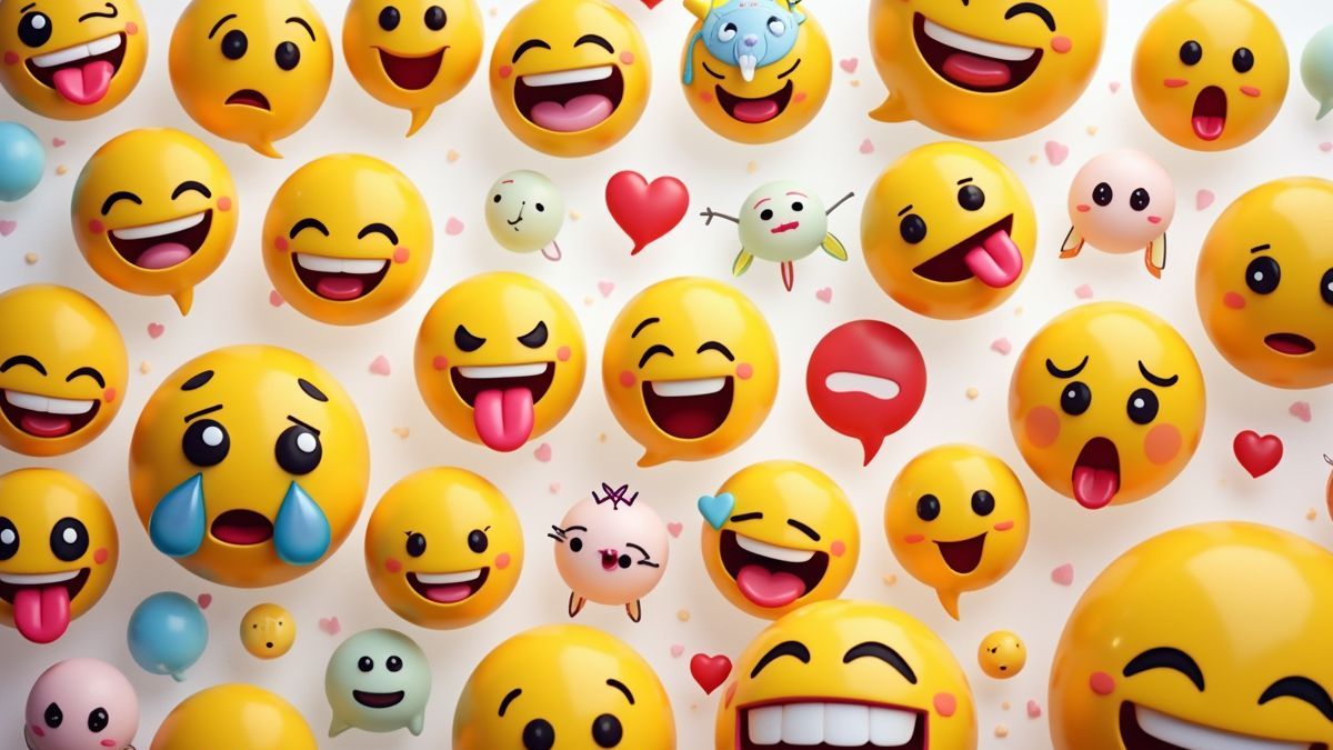 Een kleurrijke verzameling emoji's die emoties en creativiteit uitdrukt