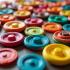 Een kleurrijke verzameling yo-yos op een tafel