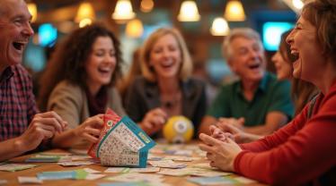 Een levendige groep mensen die bingo speelt.