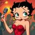 Een levendige illustratie van Betty Boop in een jazz-thema, met flapperstijl uit de jaren '30.