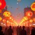 Een levendige scène van het Cap Go Meh festival met kleurrijke lantaarns.