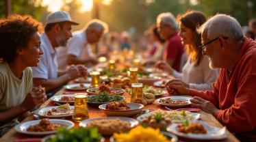Belgisch gezin viert Offerfeest met traditionele gerechten.