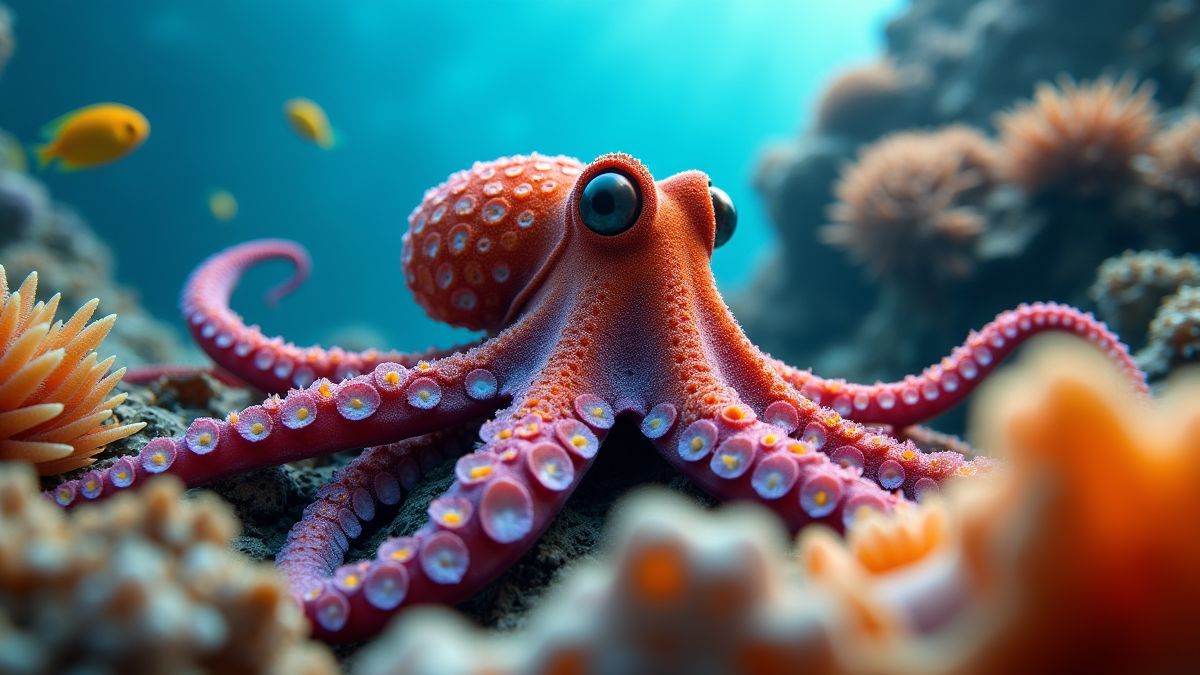 Een octopus in zijn natuurlijke habitat onder water