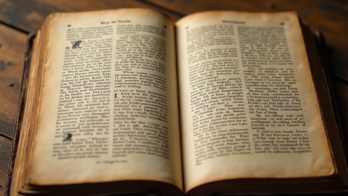 Een oud boek met handgeschreven lange woorden.
