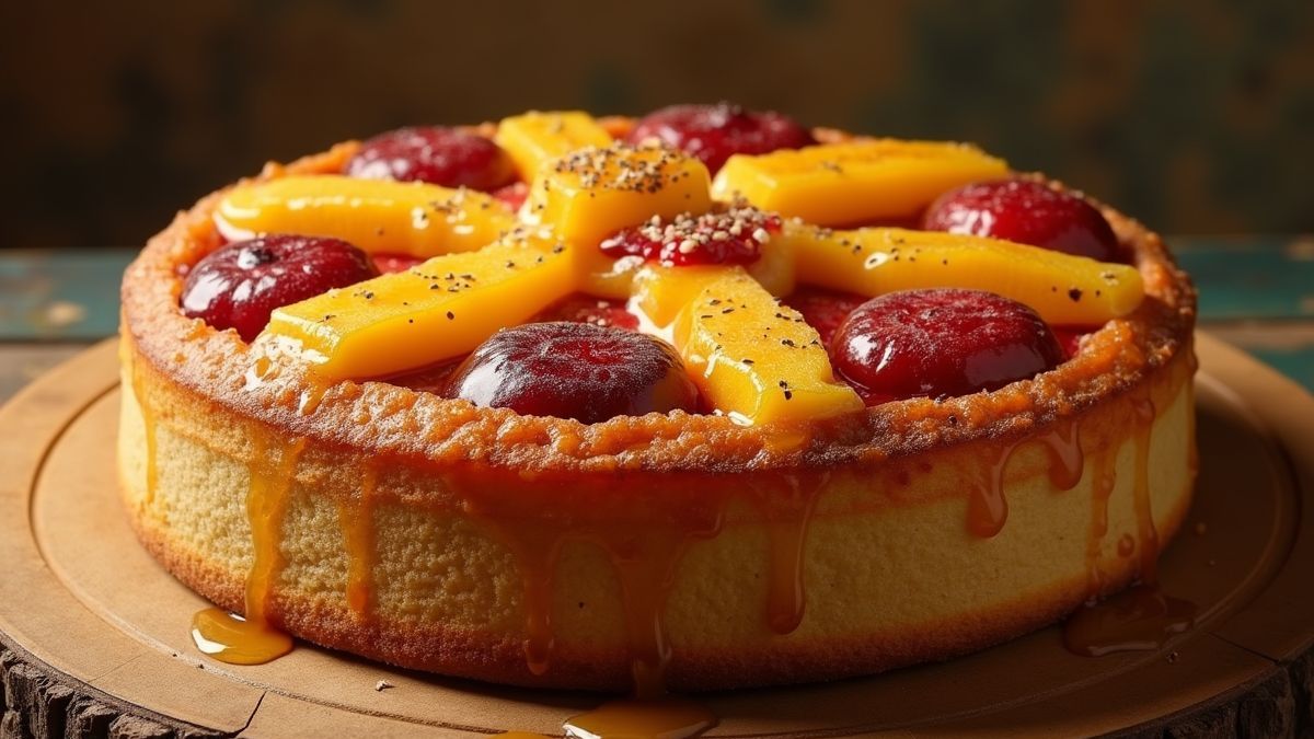 Een oude Egyptische taart met honing en fruit