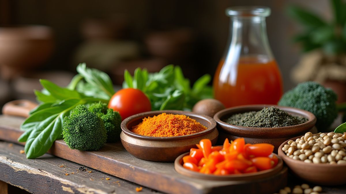 Een oude keuken met ingrediënten voor het inmaken van augurken