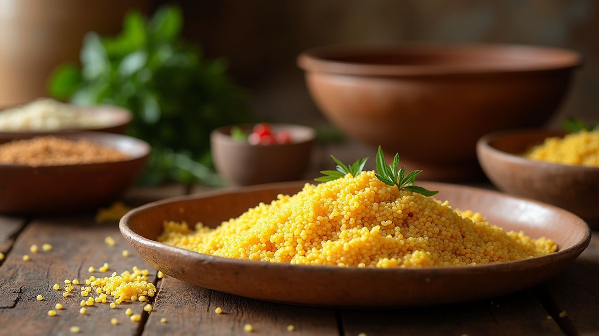 Een oude keuken met traditionele couscousbereiding