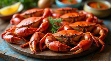 Verse krab met citroen en witte wijn