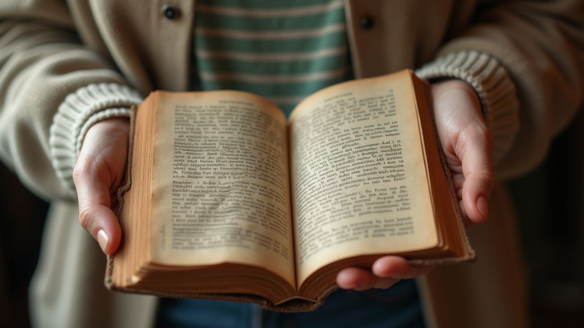 Een persoon houdt een boek met verzonnen feestdagen vast.