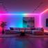 Een prachtig interieur verlicht met kleurrijke LED-lampen