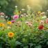 Een prachtige tuin met verschillende soorten onkruid en bloemen
