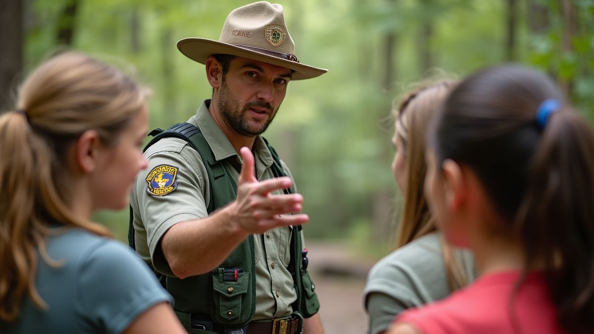 Een ranger die bezoekers leert over natuurbehoud.