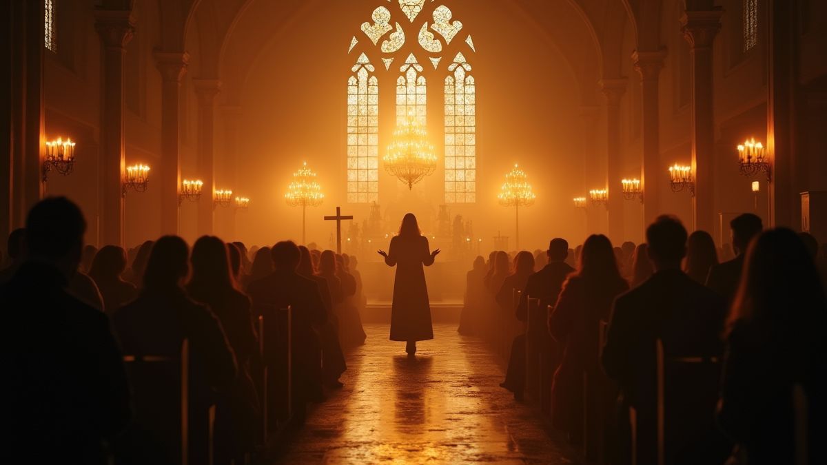 Een rustige kerkdienst ter gelegenheid van Heilige Maandag.