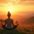 Een rustige meditatiescene in de natuur bij zonsondergang.