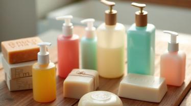 Een selectie van huidverzorgingsproducten op een houten tafel