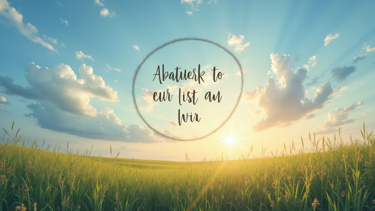Een sereen landschap met een positieve affirmatie geschreven in de lucht