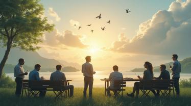 Een wereldbol omringd door verbonden handen die eenheid en vrede symboliseren.