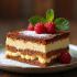 Een smaakvol gepresenteerd stukje tiramisu
