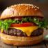 Een smakelijke cheeseburger met gesmolten kaas en verse toppings.