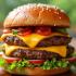 Een smakelijke dubbele cheeseburger met gesmolten kaas