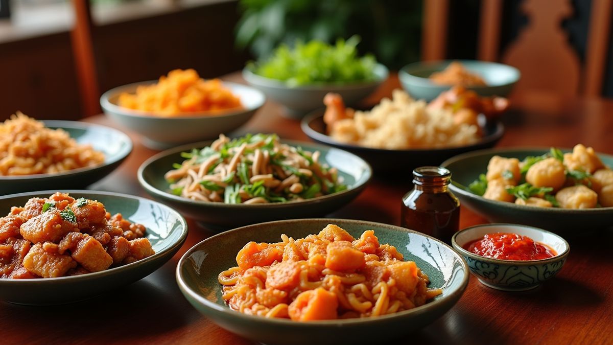 Een tafel vol heerlijke Chinese gerechten