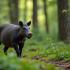 Een tapir in een weelderig bos met diverse flora op de achtergrond.