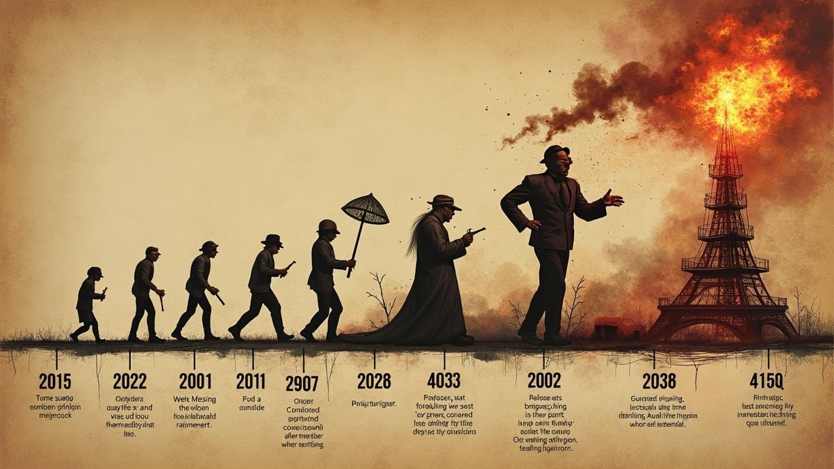 Een tijdlijn die de evolutie van Paniek Dag laat zien.