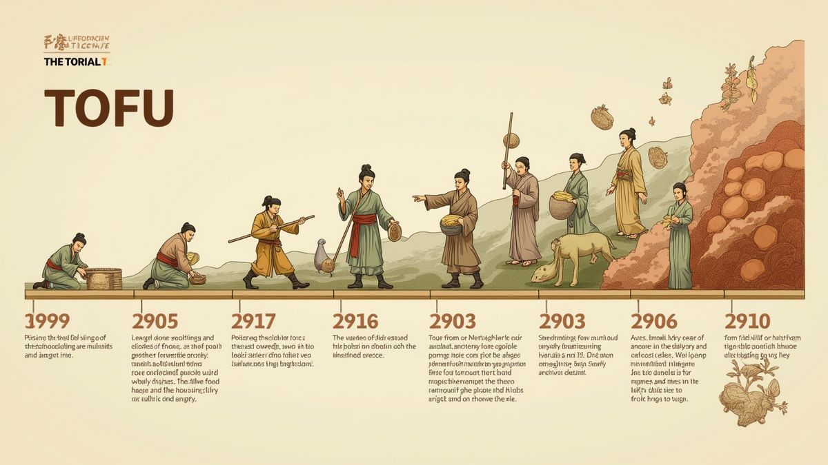 Een tijdlijn die de geschiedenis van tofu toont