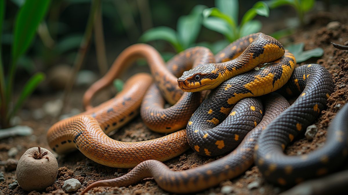 Een verscheidenheid aan slangen in hun natuurlijke habitat