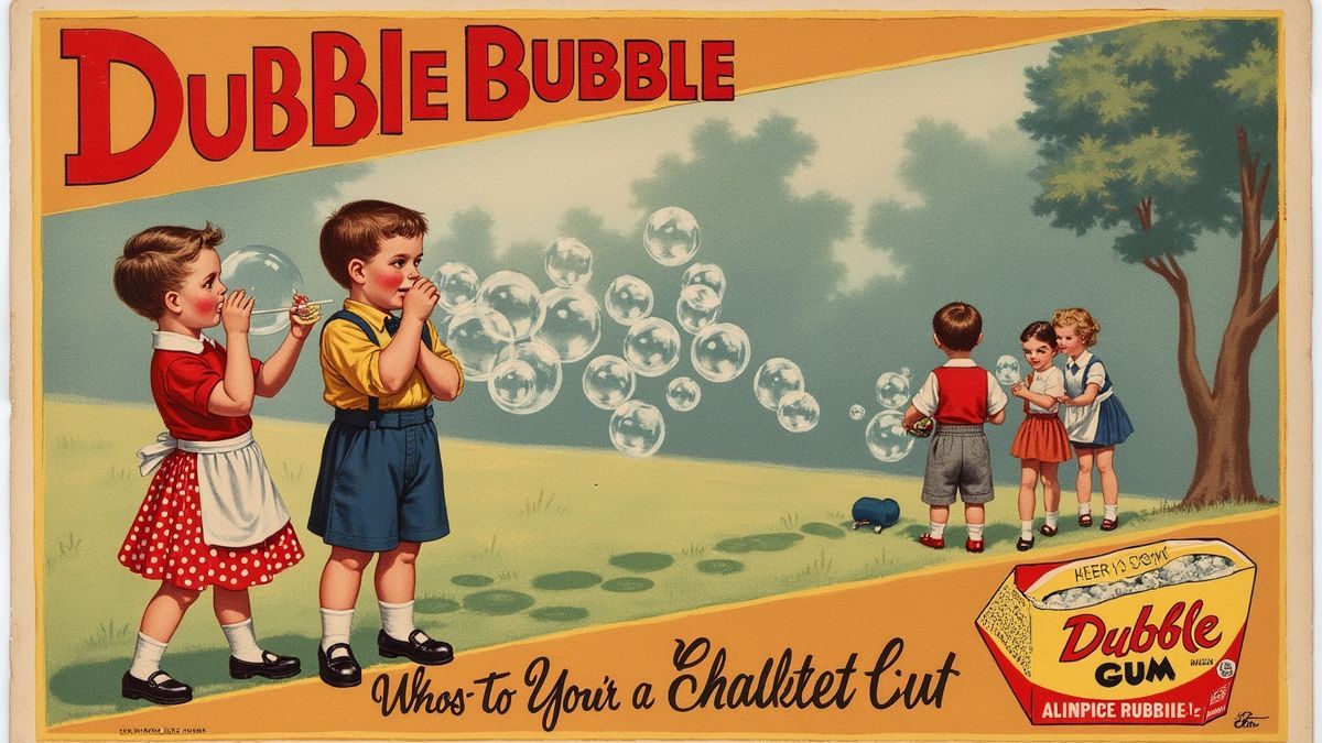 Een vintage advertentie voor Dubble Bubble kauwgom.