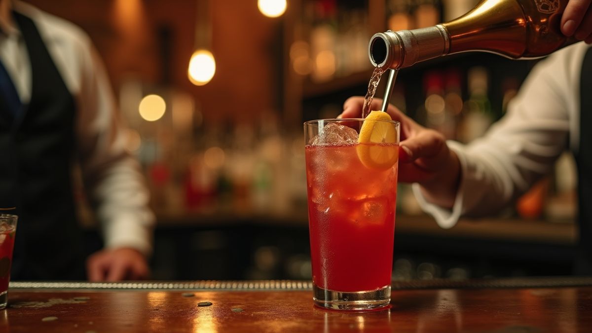 Een vintage cocktailbar waar een klassieke Cosmopolitan wordt geserveerd.